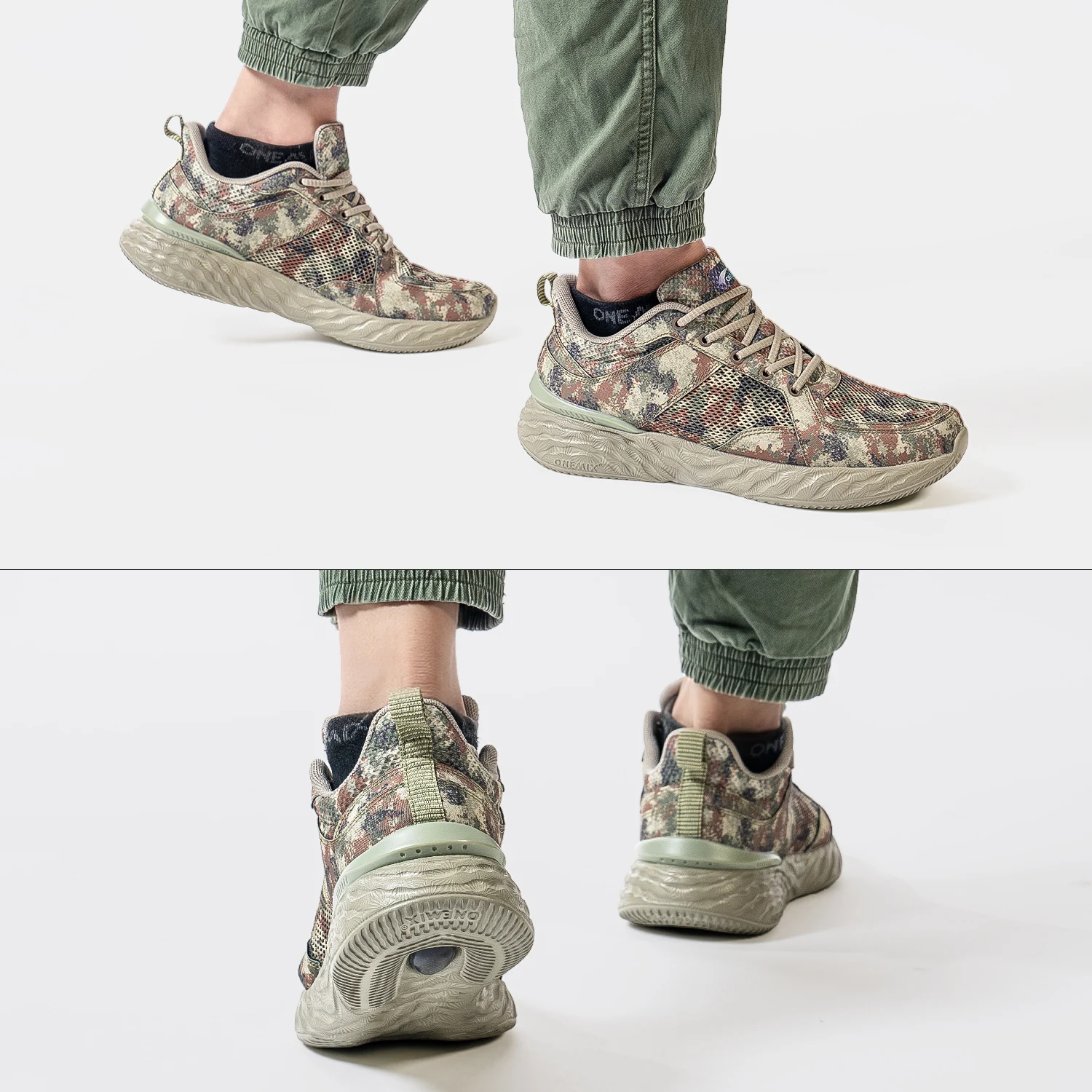 ONEMIX 2023 New Style Military Training Sneakers for Men Soft Army Sports Shoes Breathable Mesh Camouflage Walking Shoes Sneaker