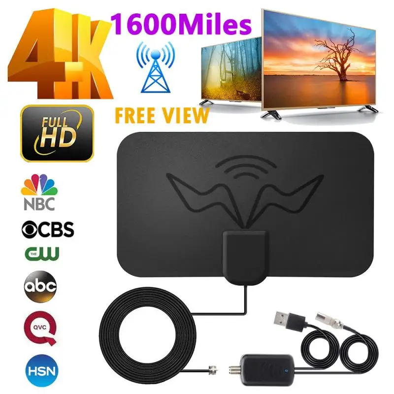 

1600 миль 4K 25DB цифровая антенна с высоким коэффициентом усиления HD ТВ D ТВ коробка ТВ антенна усилитель активного комнатная антенна HD плоский ...