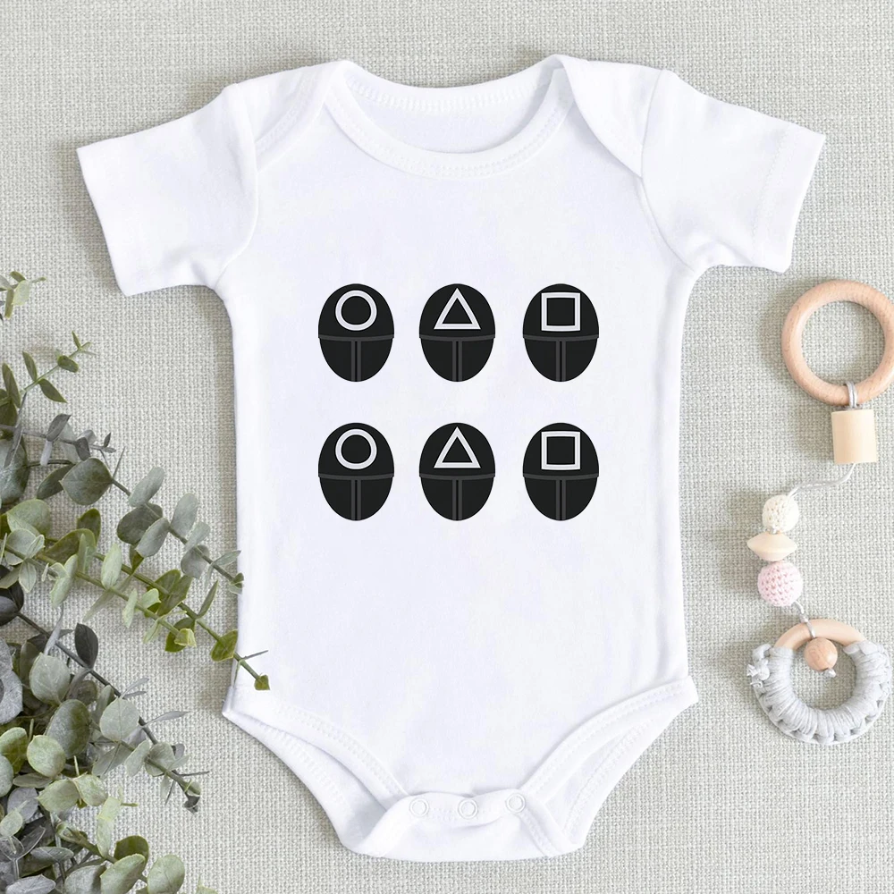 

Novelty 2021 Squid Game Baby Romper Fashion Hot Sale Korean Style Toddler Boys Bodysuits Short Sleeve Streetwear Infant Outfits