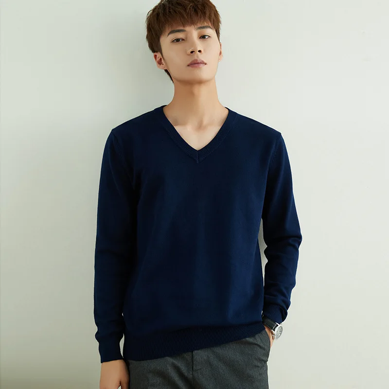 

Новинка 2022, мужской осенний свитер MRMT, однотонный мужской свитер с V-образным вырезом и длинными рукавами, одежда для улицы, тонкая хипстерск...