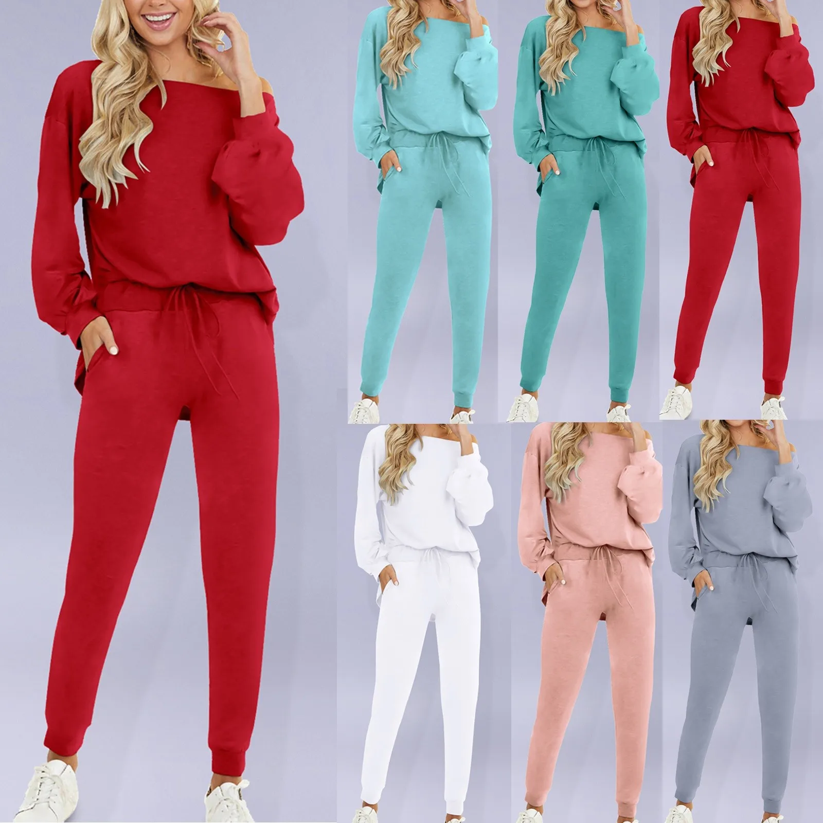 Модный женский осенний спортивный костюм из двух предметов с разрезом