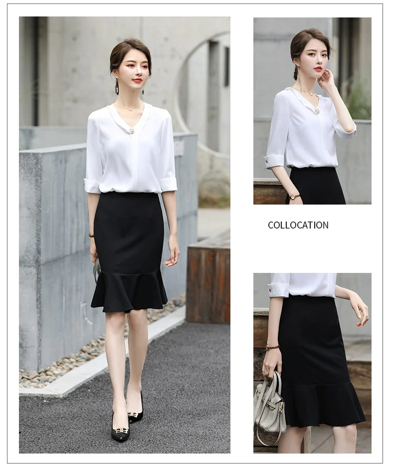 Блузка Женская Офисная с коротким рукавом рубашка и топ офисный комплект из 2