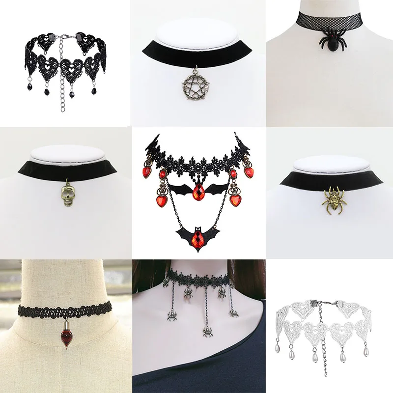 Женское колье чокер на Хэллоуин готическое Кружевное в стиле панк вечерние