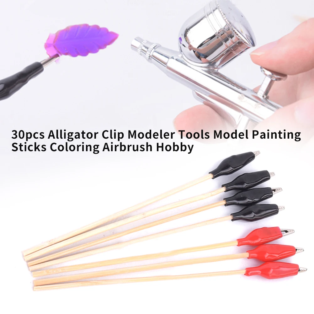 

30pcs Coloring Modeler Tools DIY Alligator Clip Practical Replacement Easy Apply Airbrush Hobby Model Painting Sticks Parts