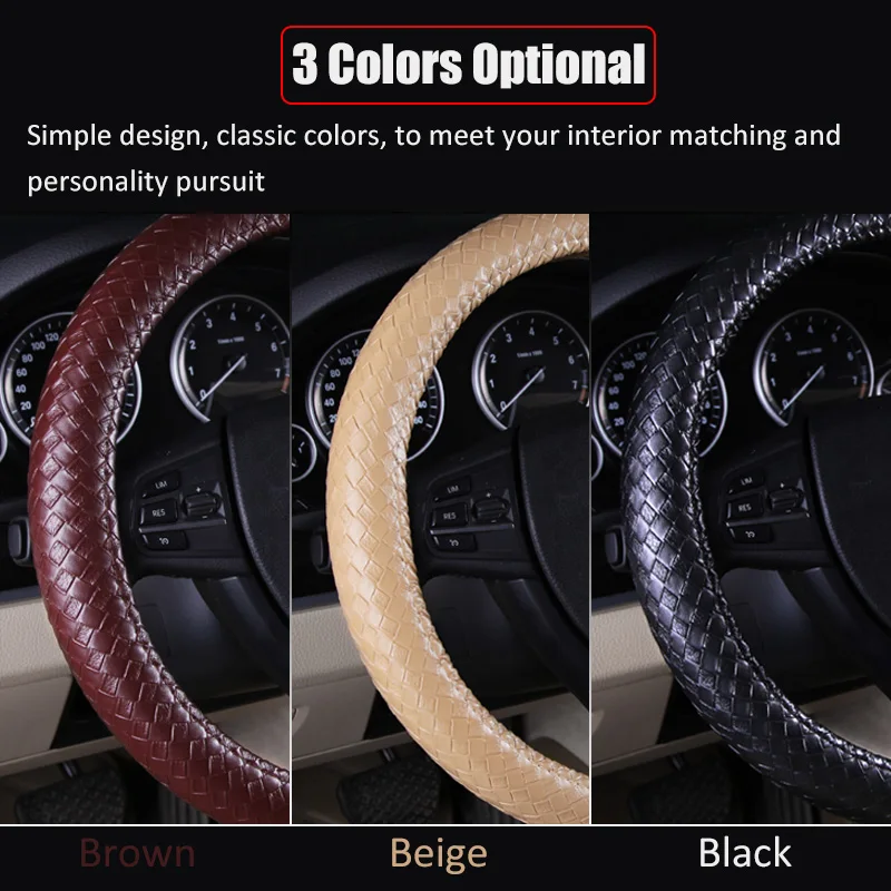 Чехол для руля Karcle универсальная плетеная оплетка 15 дюймов|leather steering wheel cover|steering
