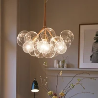 nordic glasses chandelier balck white coffee wires 9 12 18 heads glass hanging lights living room decoration