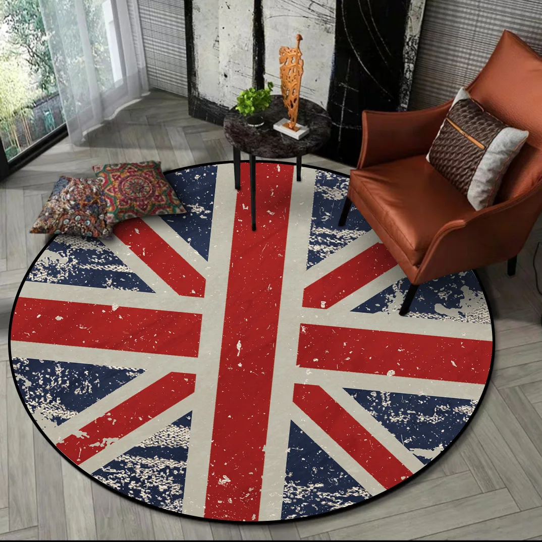 

Fashion modern classic red, blue and white flag living room bedroom hanging basket chair round floor mat carpet customization