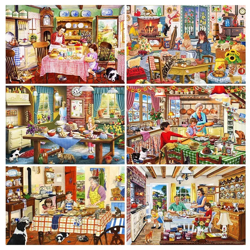 

Diamond Painting Kitchen, 5D DIY Full Square/round Diamond Embroidery Kit, Tableware Art Rhinestone Cross Stitch Home Decoration