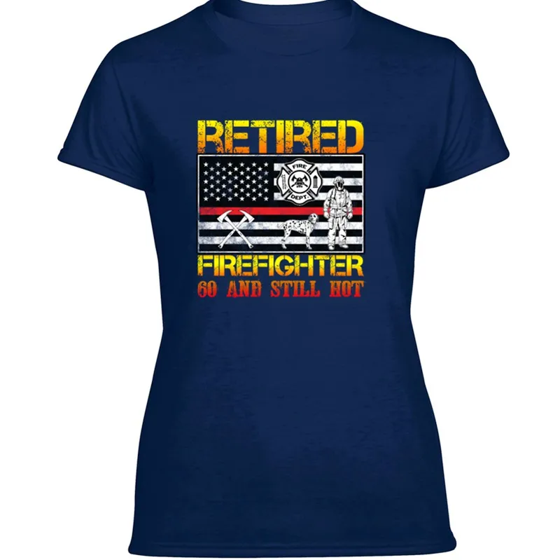 

Fashion Retired Firefighter 60th Birthday Thin Red Line T-Shirt For Men Leisure Mens Tee Shirt Male 100% Cotton Top Tee
