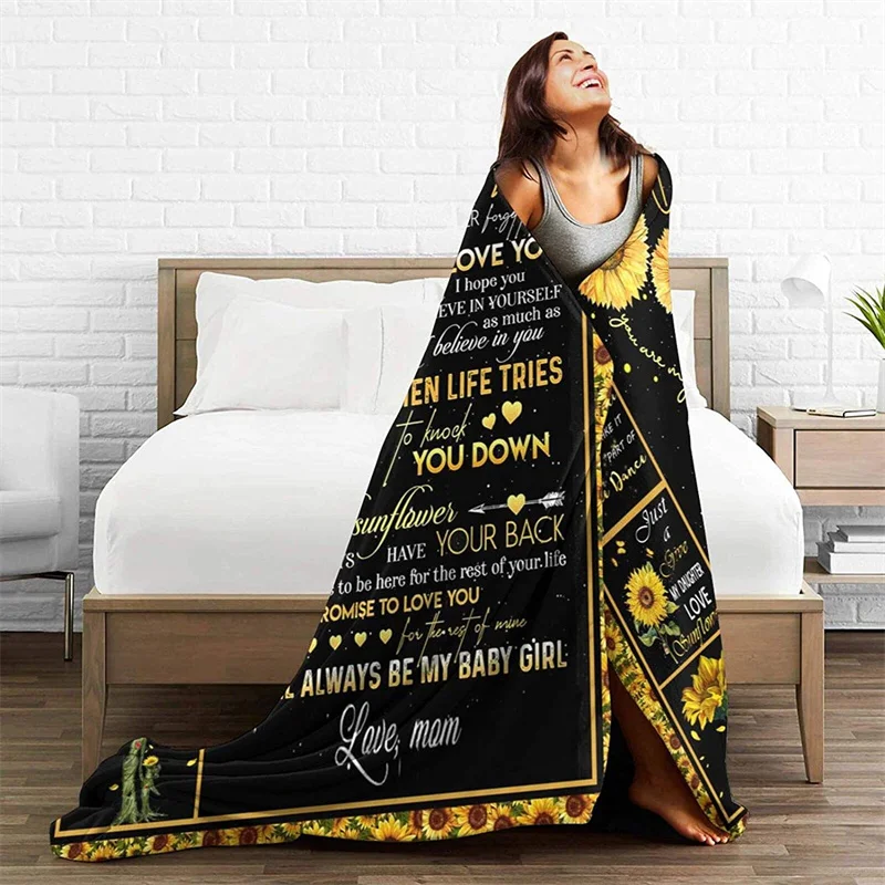 

To My Daughter From Mom Soft Plush Gift Flannel Microfiber Fleece Bedspread Sherpa 3D-Printed Blanket Couch Bedroom Decorative