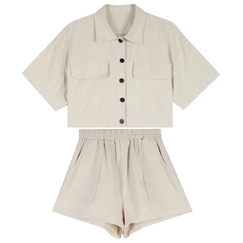 

Sweet Tooling Short Two-piece Set Women 2021 New Spring and Summer Women Casual Short-sleeve Tops Shorts Female NS2508