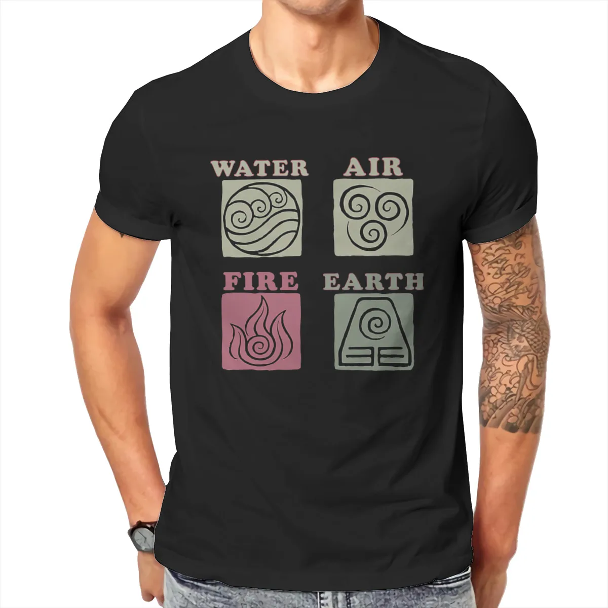 

Avatar The Last Airbender Elements Box Up T shirt Men T shirt summer T-shirt