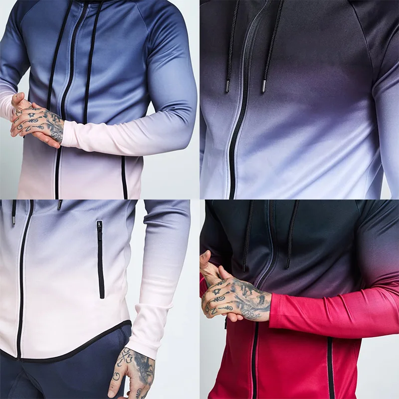 

Men clothes Breathable Men's Running Jacket Gym Hooded Autumn Windproof Coat Male Sports Outdoor Hiking Jogging Suits