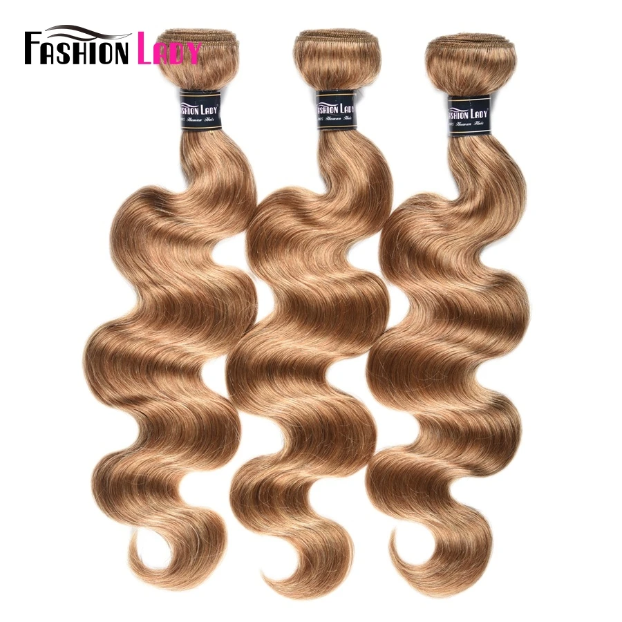 Fashion Lady Pre-Colored Peruvian Hair 3/4 Bundles Human Hair Body Wave Bundles 27# Dark Blonde Bundles Non-remy Hair Extension