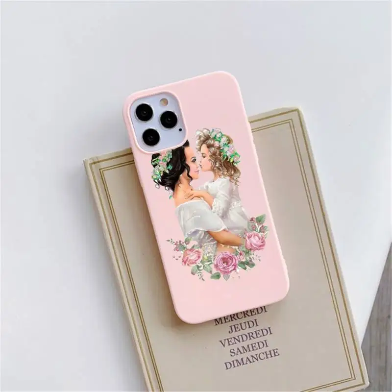 

girl Queen Mom baby love Phone Case Candy Color for iPhone 6 6S 7 8 11 12 XS X SE 2020 XR mini pro Plus MAX funda