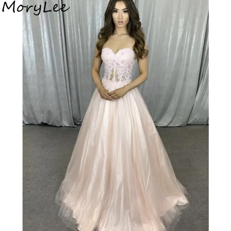 

Розовые платья для выпускного возлюбленной развертки поезд фатиновые кружевные платья на выпускной с аппликацией с застежкой-молнией на с...