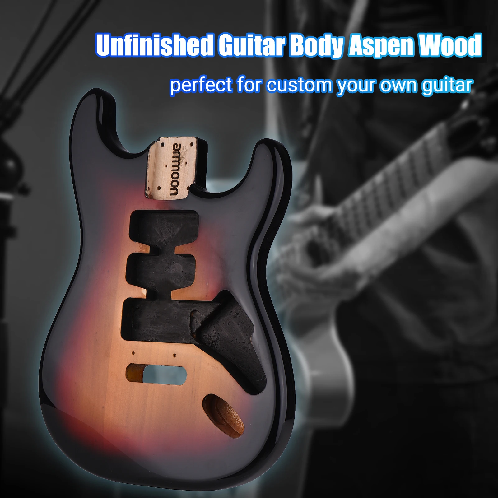 

ammoon Electric Guitar Body Unfinished Guitar Body Aspen Wood Blank Guitar Barrel Electric Guitars DIY for ST Electric Guitar