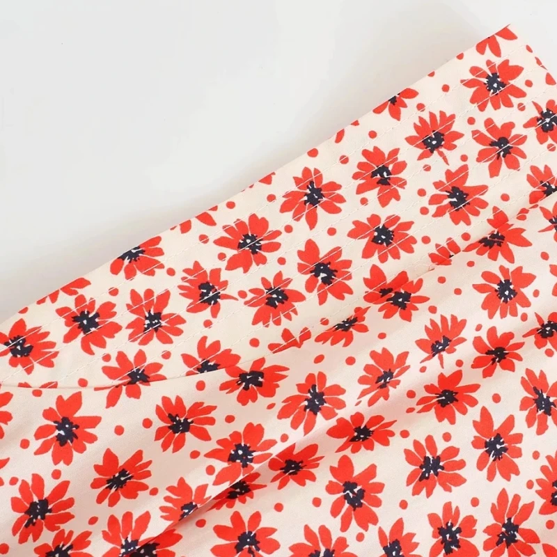 

Summer Women Floral Print Sashes Patch Pocket Siamese Ankle Length Pants Casual Female Loose Jumpsuits P2179