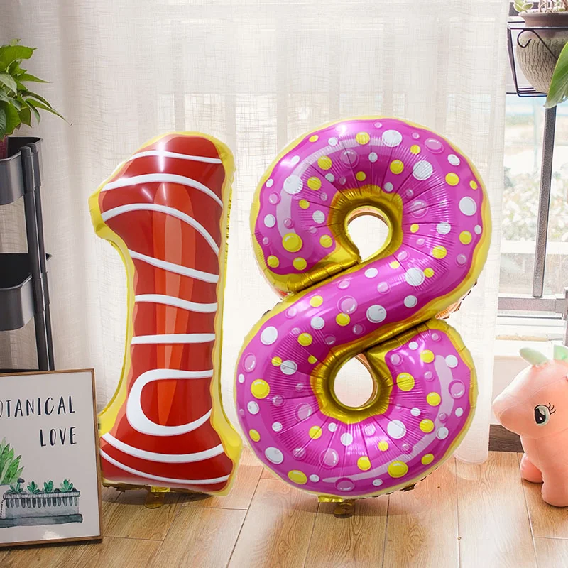 32-дюймовый имитация мороженого цифровой алюминиевый воздушный шар Пончик