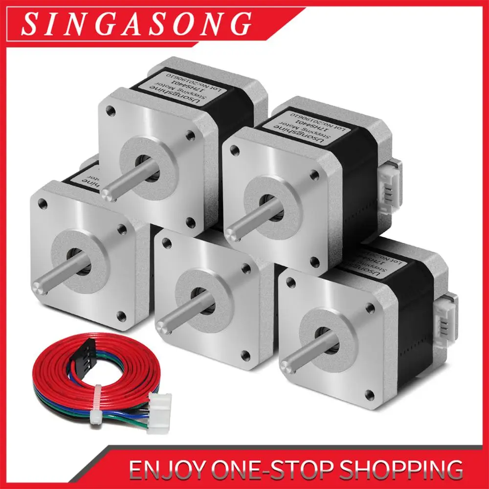 Motor de Passo 4-lead para Impressora Frete Grátis 1.5a Nema 17 Motor Passo 42bygh 17hs4401 3d Cnc Gravador 5 Pçs Nema17