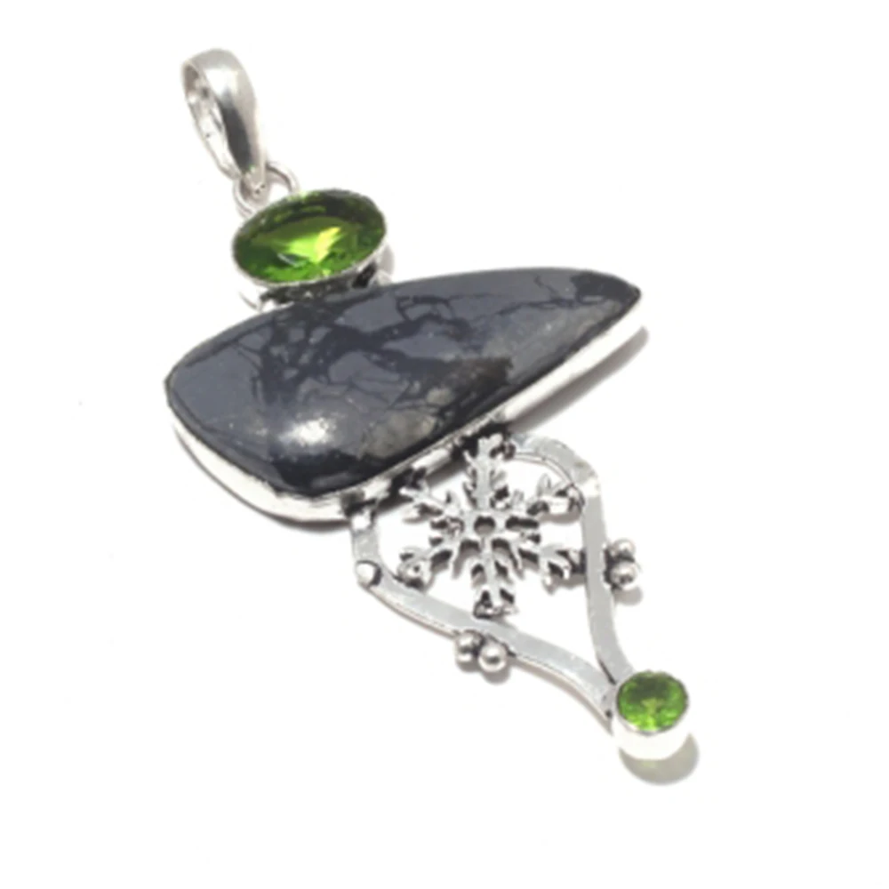 Подлинная Пикассо яшма + кулон из перидота серебряного покрытия над медью ручная