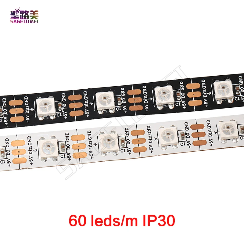 1 м 5 DC5V WS2812B WS2812 Светодиодная лента индивидуально Адресуемая умная RGB светильник