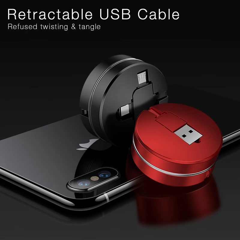 8-контактный кабель cafele 3 в 1 Micro USB Type C USB-кабель для телефонов iOS и Android с выдвижным