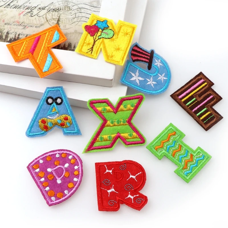 

26 PCS Iron on Letters Patches Applique Sew on Patches Colourful Letter A-Z Patch Alphabet Embroidered Patches DIY Ju01 21