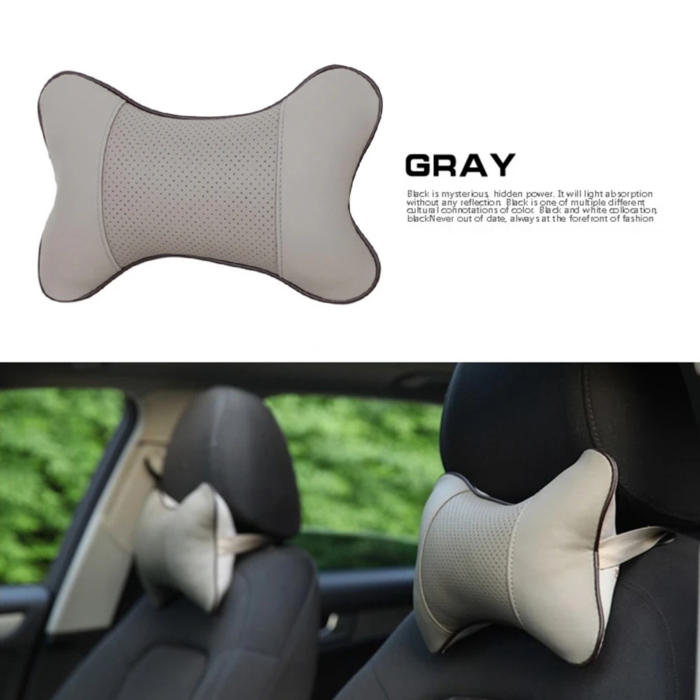 

1pcs Car Seat Headrest Four Seasons Universal Pu Leather Pillow Filled Space Cotton Car Neck Pillow Car Neck Headrest Pillow