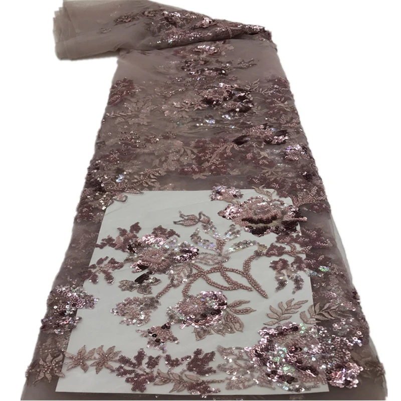 

Familiar African Lace 2021 French Nigerian Lace Sequin Bridal High Quality Beads Swiss Net Tulle Lace Fabric For Wedding HX33507