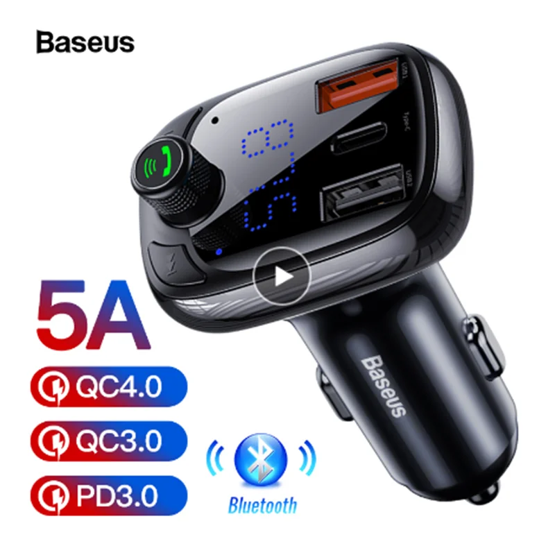 Baseus Quick Charge 4,0 3,0 USB Автомобильное зарядное устройство QC QC4.0 Bluetooth fm-передатчик автомобильный комплект для iPhone 11 Pro Max 5A быстрое PD зарядное устройство