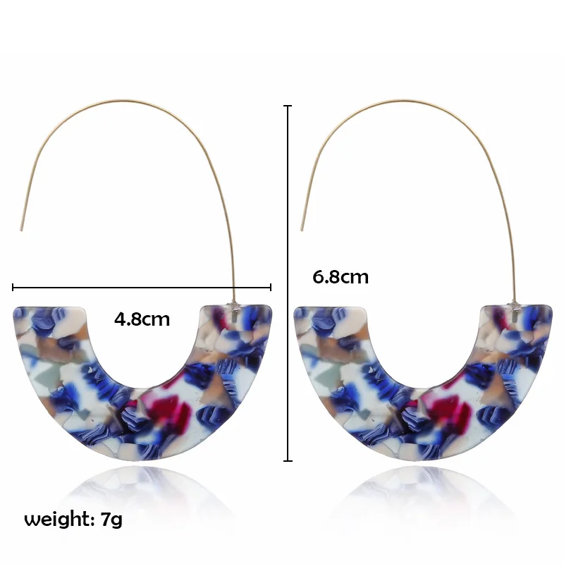 Новинка 2019 модные разноцветные акриловые сережки с большим крюком в форме