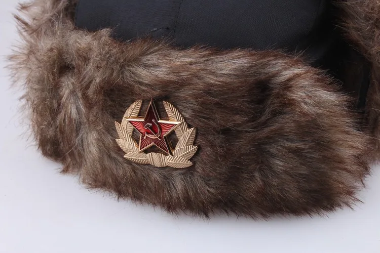 Зимняя советская CCCP Значок Lei Feng шляпа ветрозащитные теплые наушники для мужчин и женщин открытый езда русская теплая шапка