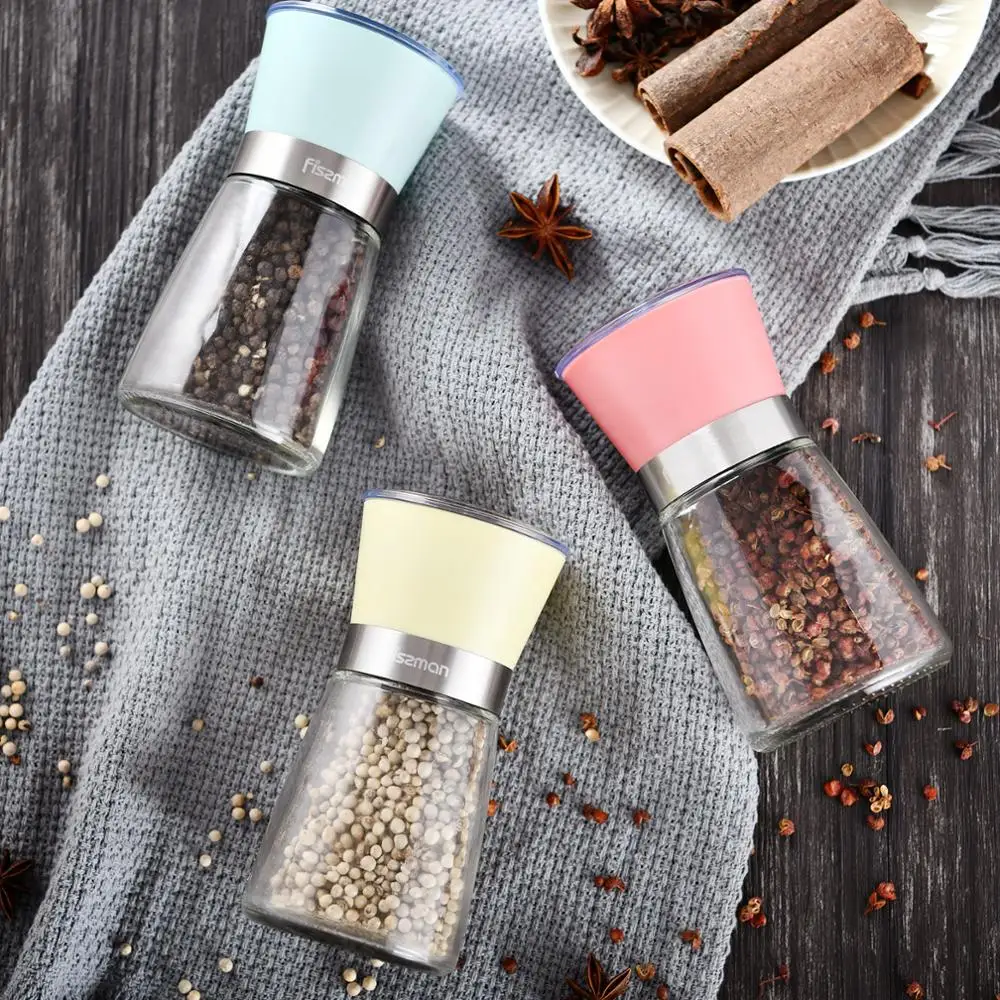 Ручная мельница для перца Fissman соли с регулируемой стеклянной бутылкой