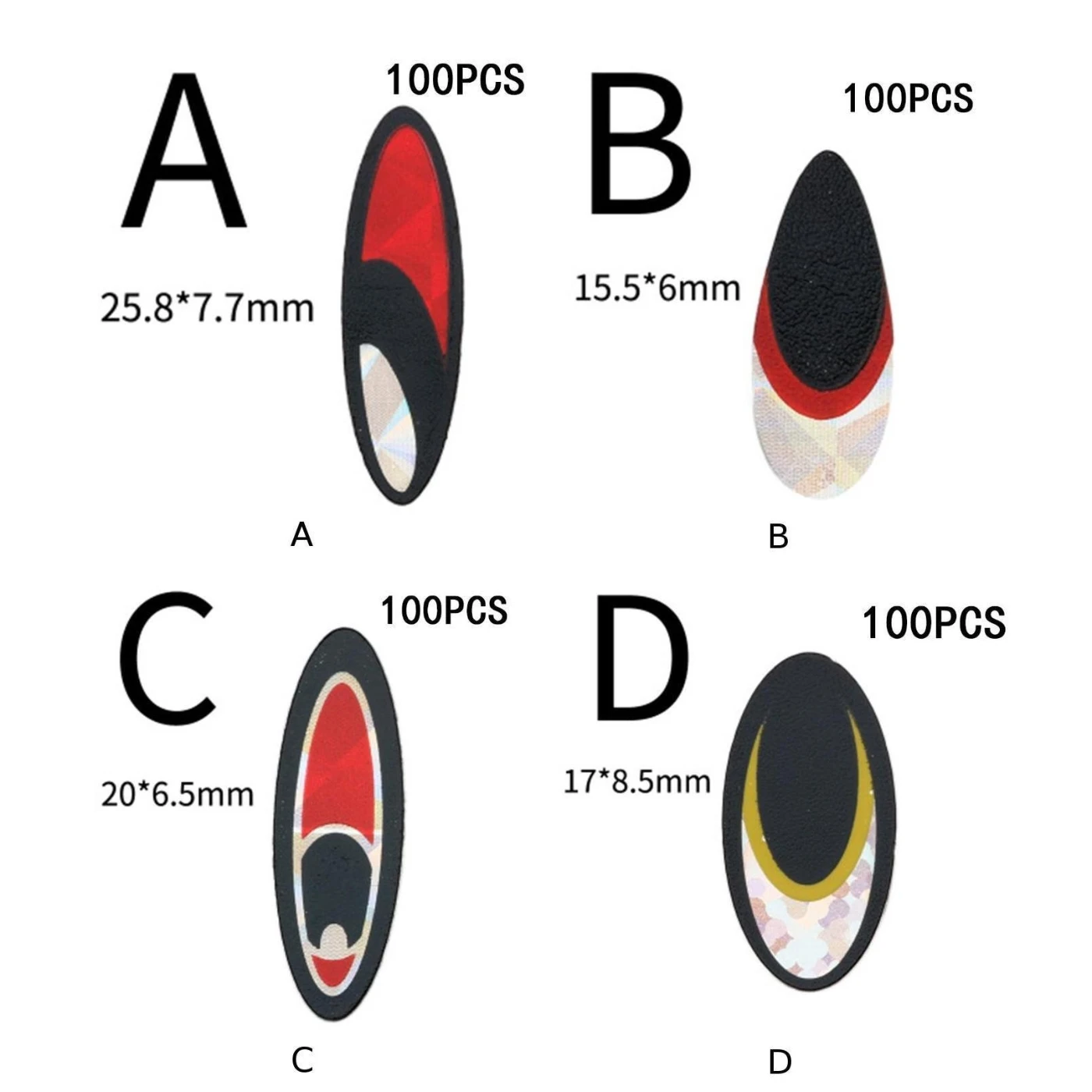 

100pcs 3D Simulation Eyeball Fishing Lure Bait Flash Flat Stickers Back Glue Fisheye Realistic Artificial Fish Eyes Lures Iscas