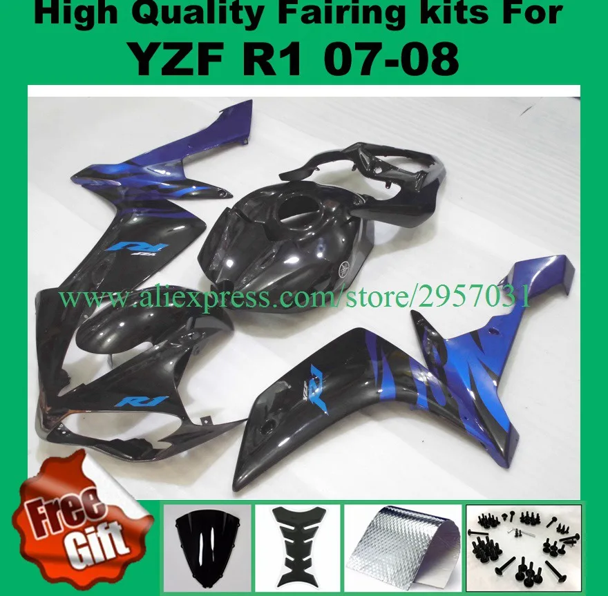 

Free Screws+gifts Fairings Best For Yamaha YZF R1 07 08 2007 2008 Motorcycle Full Fairing Kit Blue Black R3445