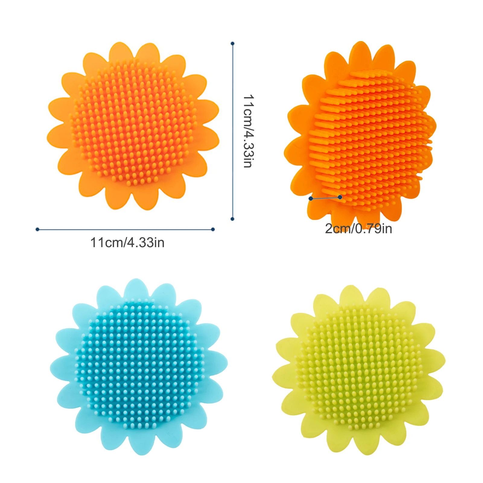 

Baby Silicone Shampoo Brush Clean Head Exfoliating Cute Sunflower Silicone Shampoo Brush Shower Bath Care Skin-friendly Brush