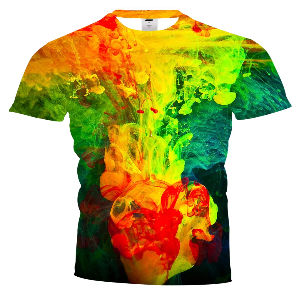 UNEY Splash Paint футболка с коротким рукавом радужные топы футболки 3D рисунком для