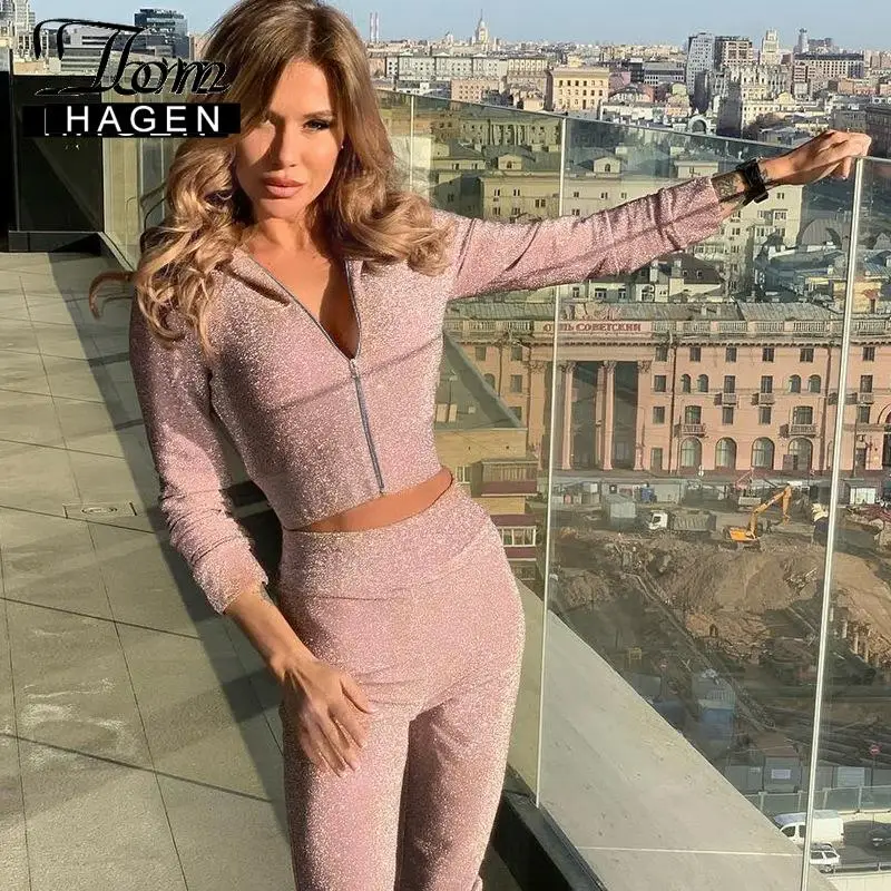 Розовый спортивный костюм для женщин тонкий Толстовка с длинным рукавом свитшот