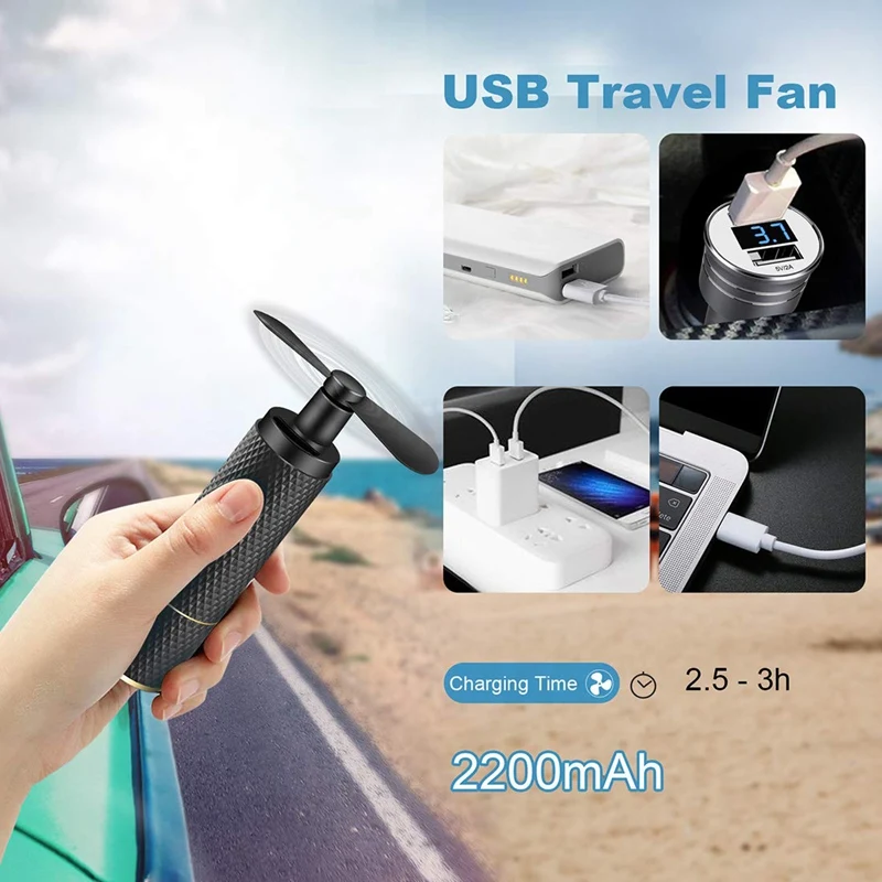 Ручные вентиляторы небольшой вентилятор Usb 2200Mah аккумуляторная батарея 8 12H время