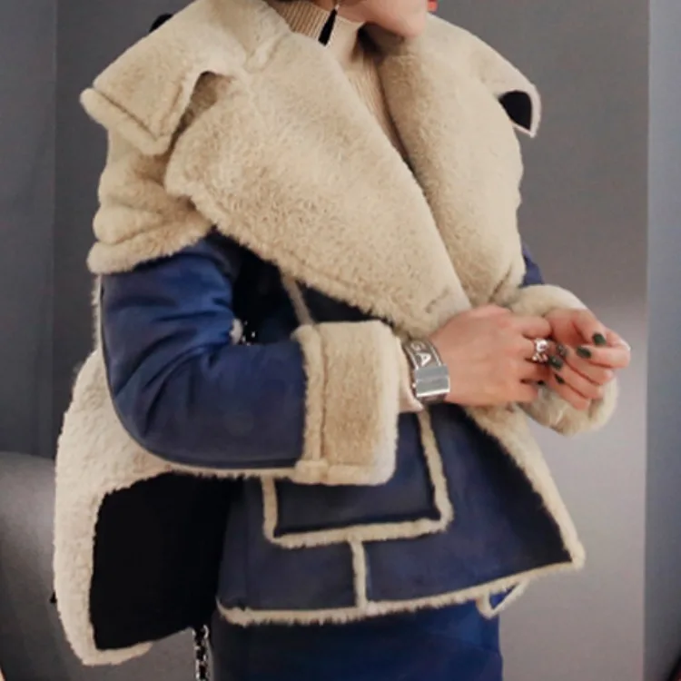 

New Fur Coat Female Short Velvet Thick Leather Coat Women's Coat Warm Furry