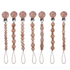 Цепочка-зажим для соски-пустышки для новорожденных, из бука, без бисфенола