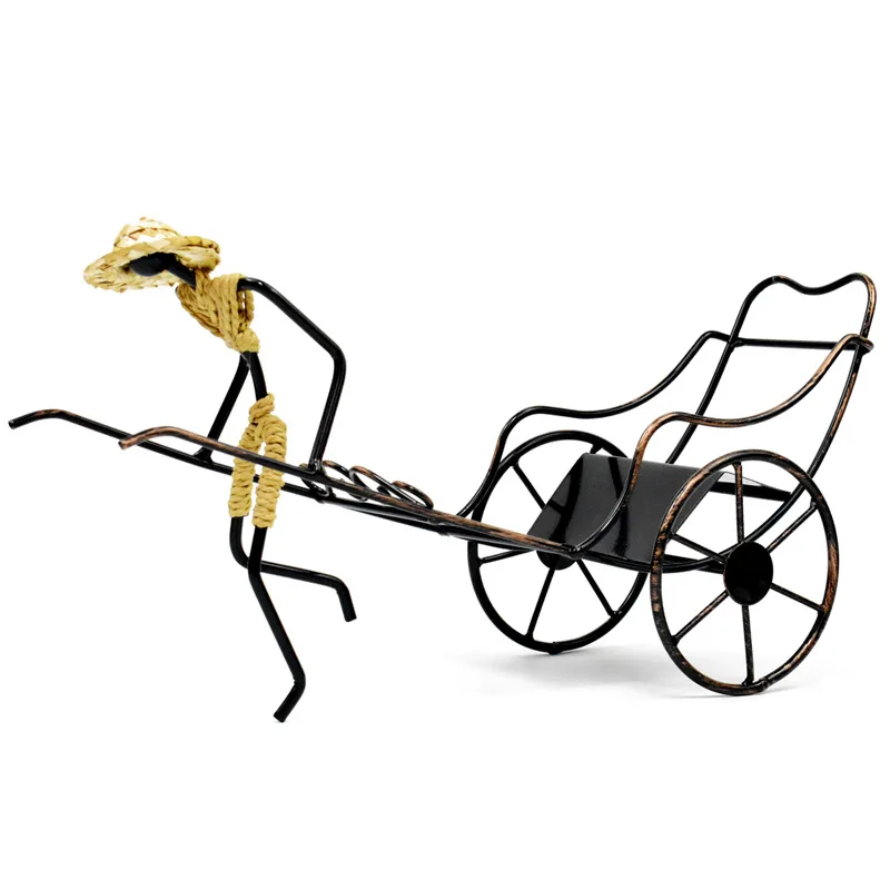 

Nostalgic Chinese Style Gift Human Wine Rack Retro Wrought Iron Wine Rack Home Furnishings Decorations for Home