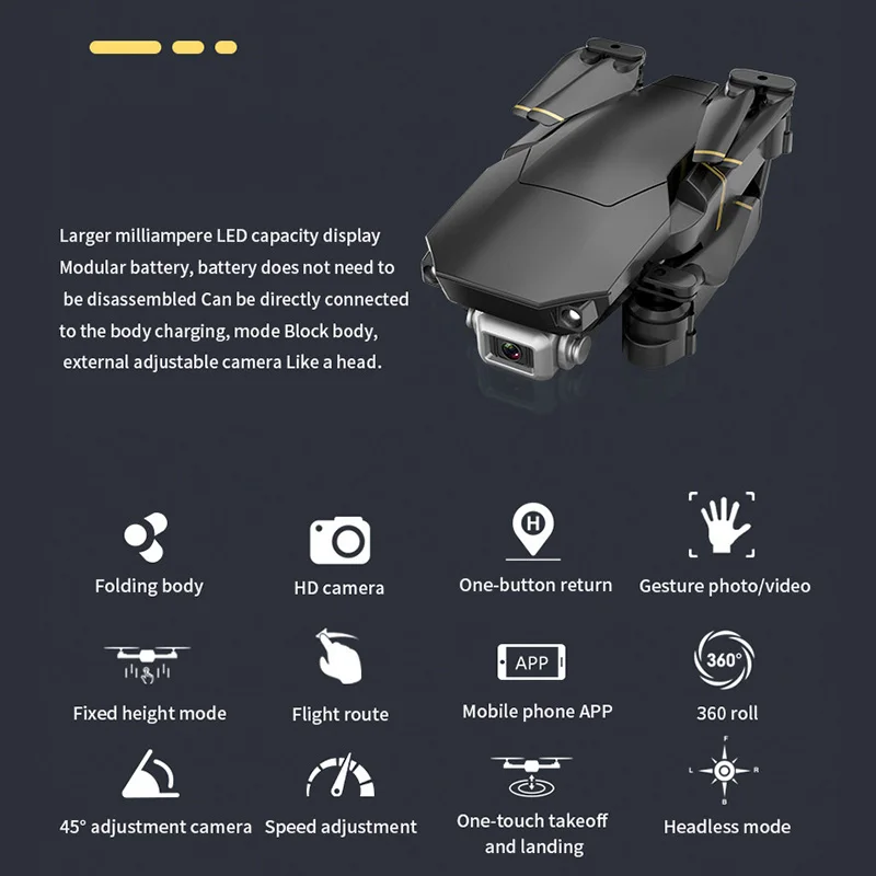 Радиоуправляемый Дрон с камерой HD 1080P FPV Wi-Fi удержание высоты беспилотник