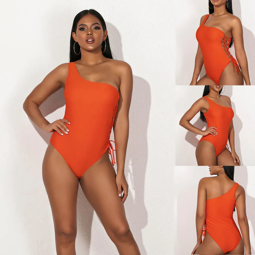 2020 сексуальные женские полосатые одноцветные с одним плечом мягкие пуш-ап 1 шт