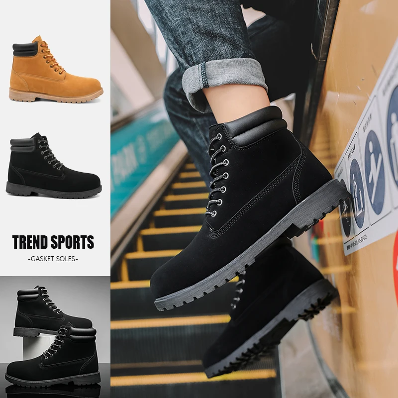 

Men's Boots Fashion Winter Work Shoes Warm Plush Sneakers Lace Up Non-slip Ankle Boots High Quality Male Footwear Plus Size 47