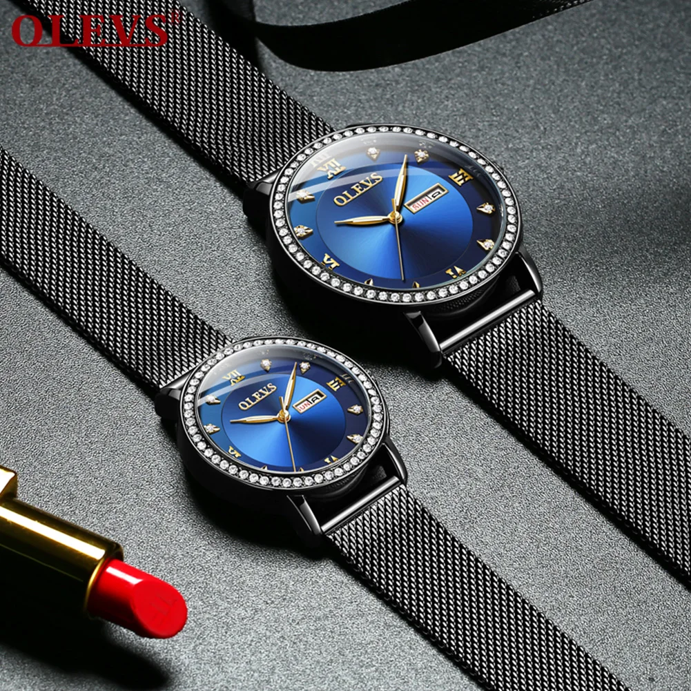 OLEVS часы пара Топ бренд класса люкс Авто Дата наручные для влюбленных