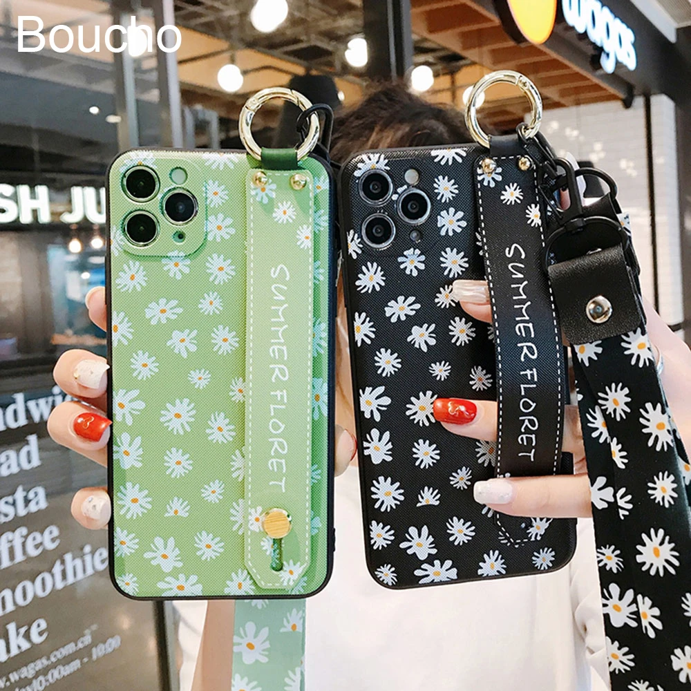 Чехол для телефона Boucho с ремешком на запястье iPhone 11 Pro Max SE 7 6 8 Plus X XR XS Модный мягкий