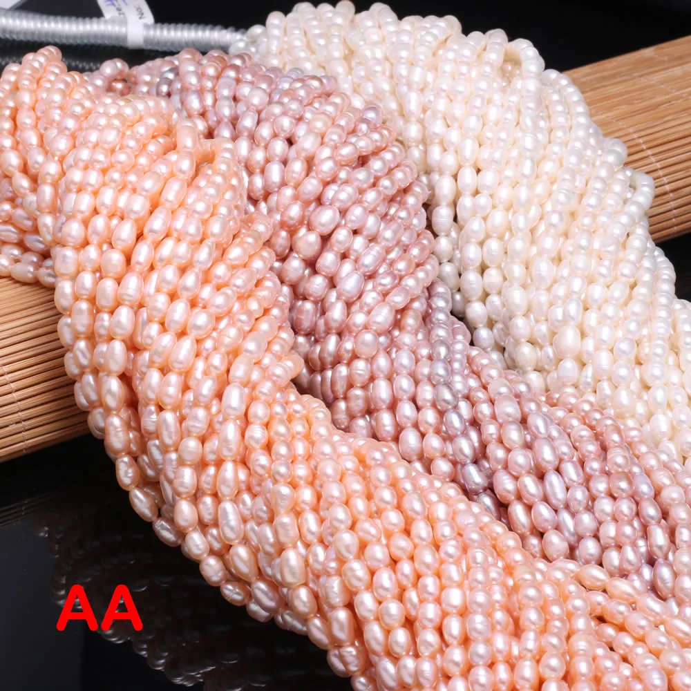 

Natural Freshwater Pearl Beads High Quality Rice Shape Punch Loose Beads for Jewelry Making DIY Elegant Necklace Bracelet 4-5MM