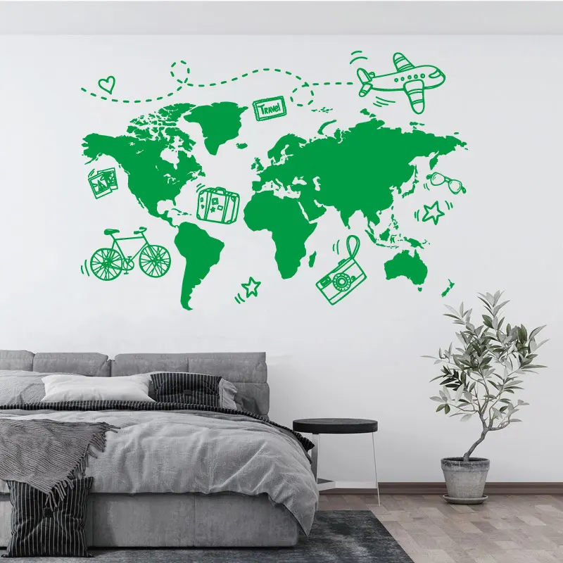 Дорожная карта мира настенная наклейка офис путешествие агент праздник дом